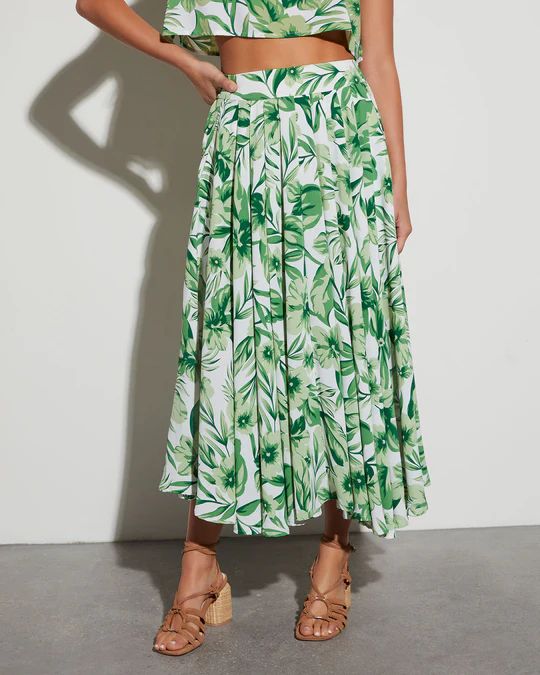 Summer Obsession Tropical Print Midi Skirt | VICI Collection