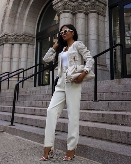 Spring outfit ideas
Mango knit cardigan back in stock
Zara white trousers similar
Saint Laurent opyum sandals
Bottega veneta the pouch bag 

#LTKstyletip #LTKfindsunder100 #LTKworkwear