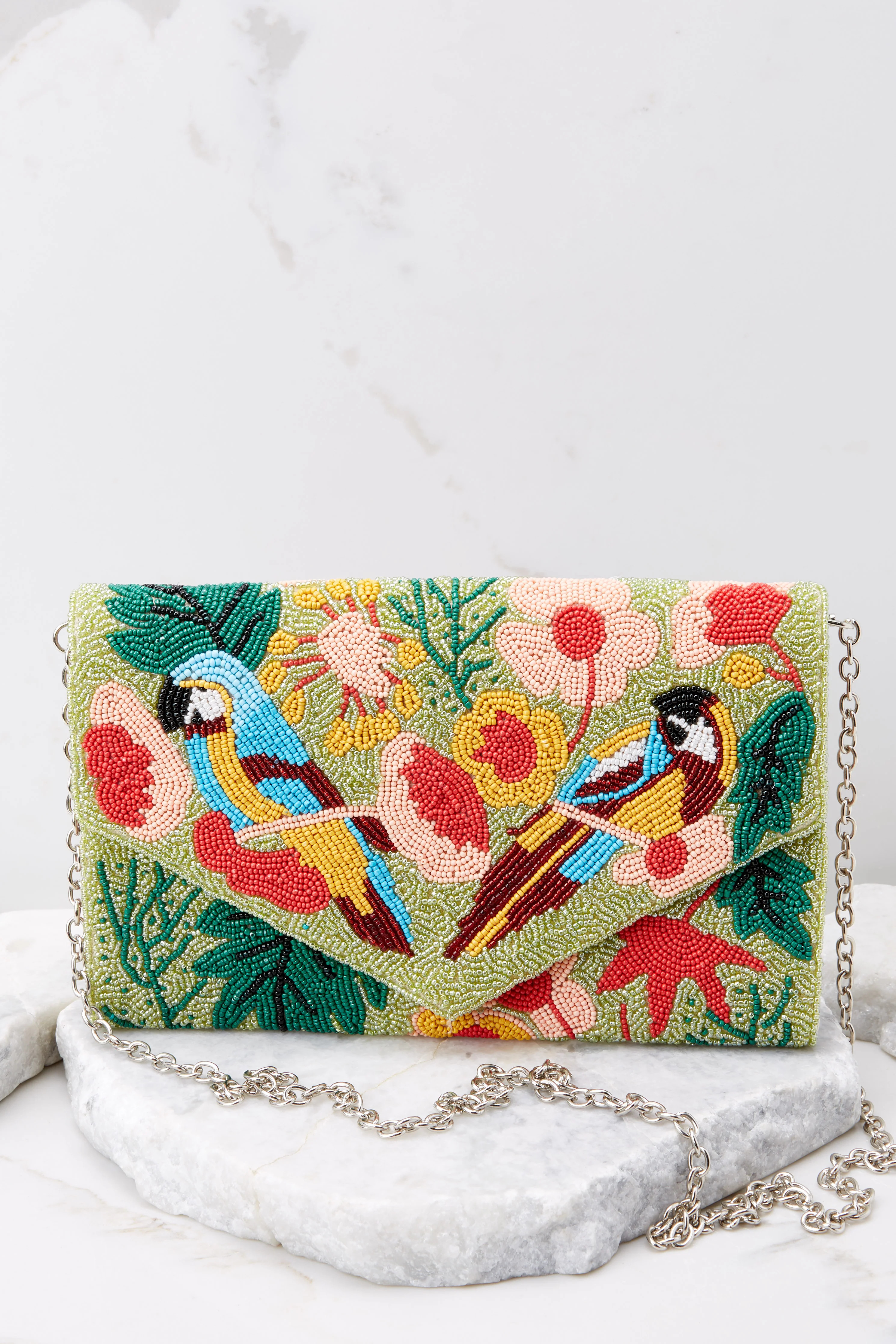 Drinks On You Green Beaded Clutch | Red Dress 