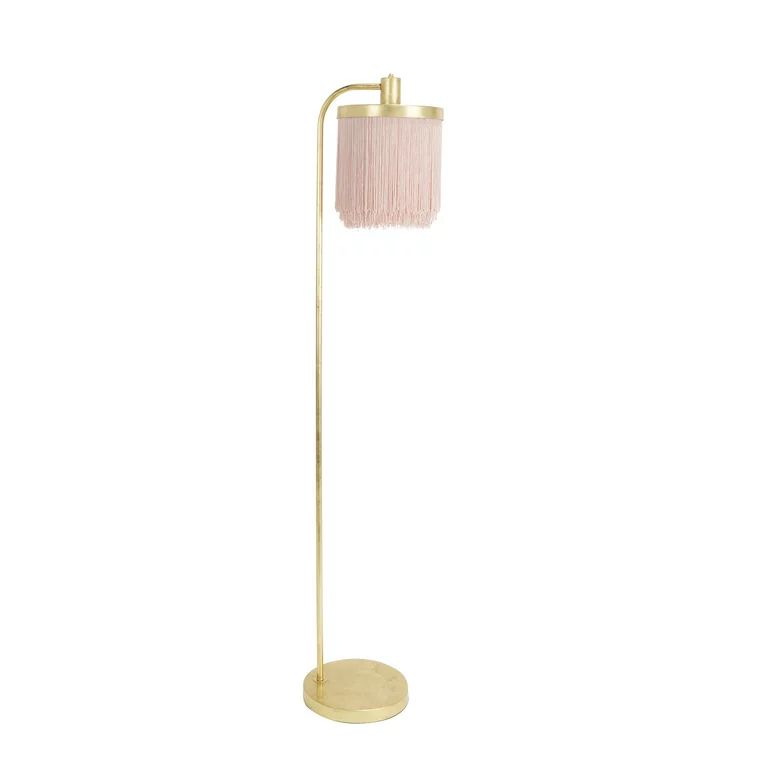 Decor Therapy 59.75" Framboise Gold Leaf Floor Lamp with Fringe Shade | Walmart (US)