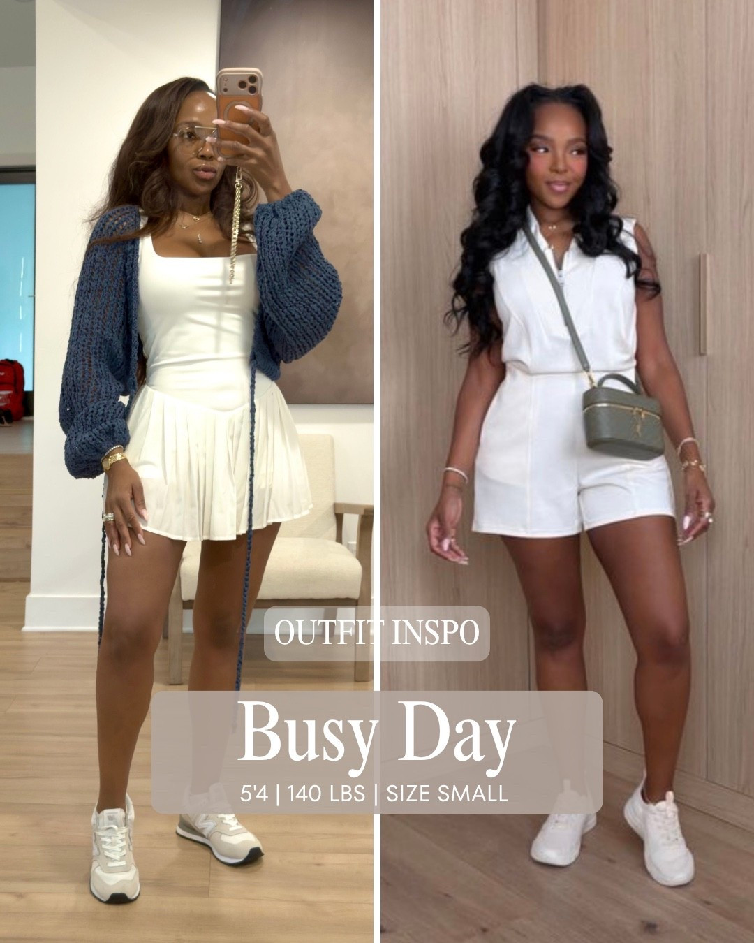 BUSY DAY, BUT MAKE IT CUTE 🤍

Two easy outfits for the days you’re running everywhere but still want to look put together. Comfy sneakers + one-and-done pieces = the easiest outfit formula.

Wearing: Size Small | 5’4” | 140 lbs | 34D-27-40

busy day outfit, mom on the go outfit, casual romper outfit, white tennis dress, sneakers outfit, everyday outfit ideas, cute casual outfits, athleisure outfit, errands outfit, petite casual style

📲 Download the FREE LTK app & follow me (@kirasfashionfinds).

#LTKPetite #LTKStyle