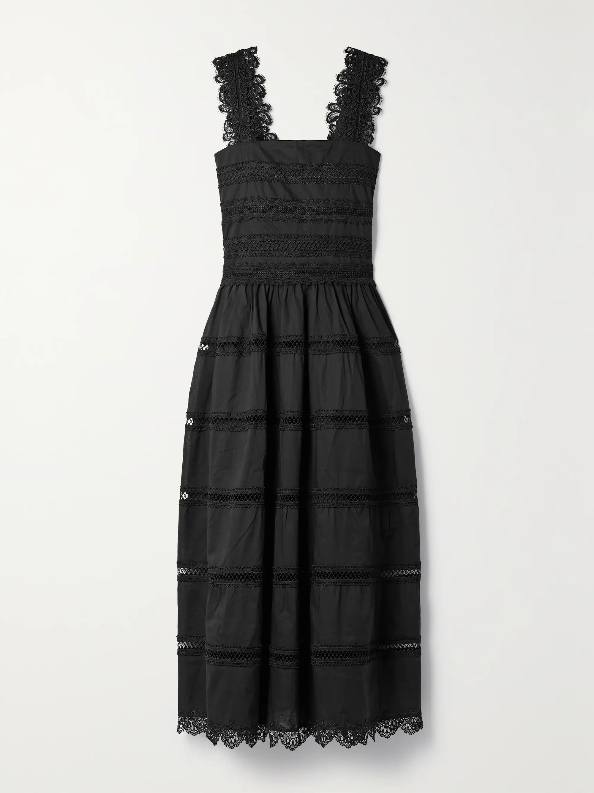 Kate cotton-voile and guipure lace midi dress | NET-A-PORTER (US)