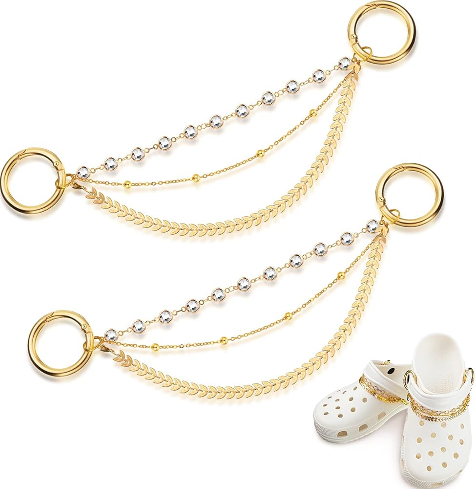 MTLEE 2 Pieces Shoe Chain Charms for Women, Bling Chain Charms for Girls Clog Sandals, Accessorie... | Amazon (US)