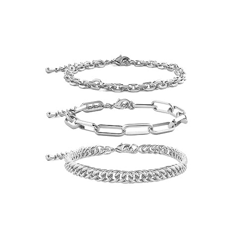 Gold Chain Bracelet For Women,14K Real Gold Link Dainty Bracelets Stake Adjustable Layered Bracel... | Amazon (US)