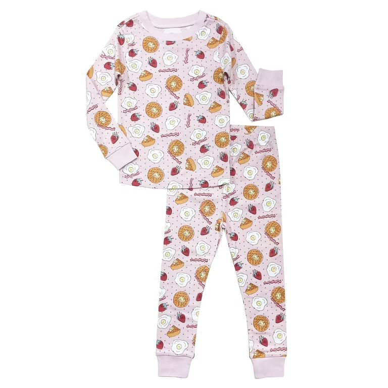 Wonder Nation Toddler Girl Tight Fit Pajama Set, 2-Piece, Sizes 12M-5T | Walmart (US)