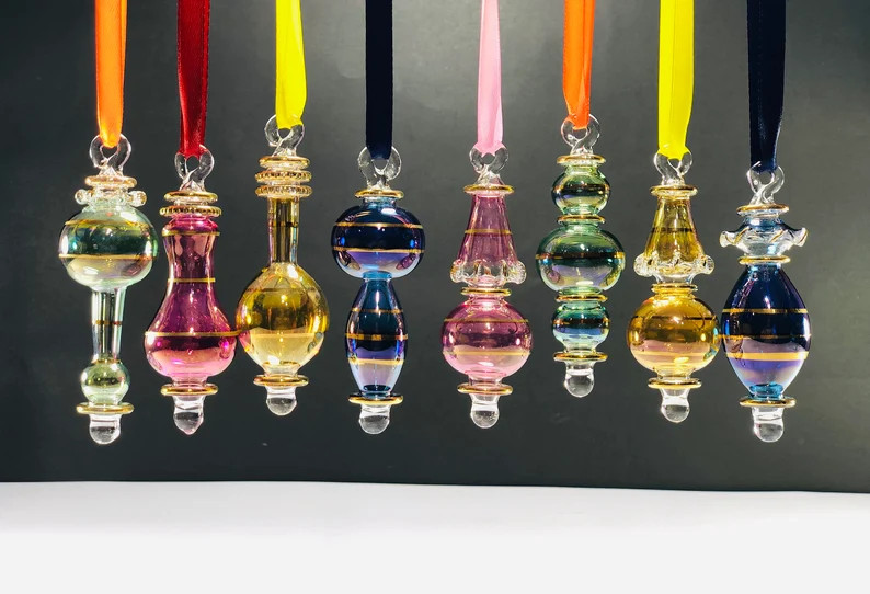 Set of Ten Miniature Egyptian Hand Blown Glass Ornaments - Etsy | Etsy (US)