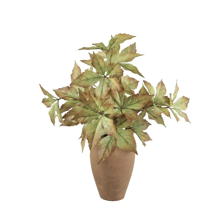 Better Homes and Gardens 20"H Artificial Real Tocuh Fall Leaves in 7"H Tan Ceramic Vase Made for ... | Walmart (US)