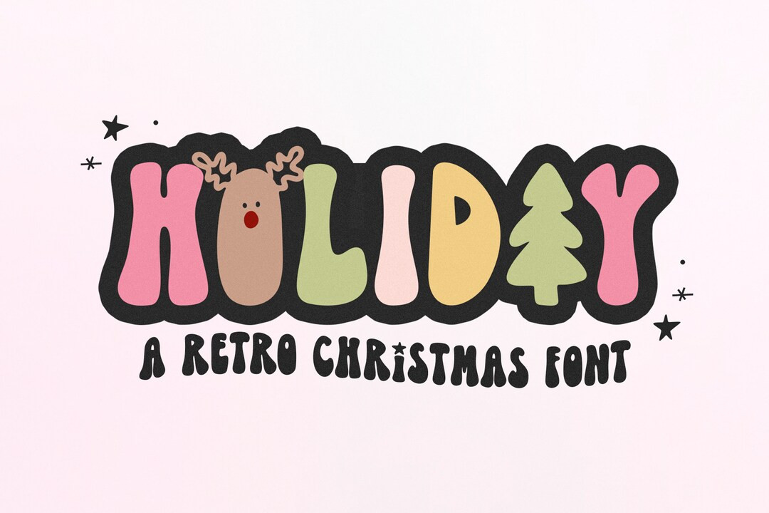 Holiday Retro Font - Groovy Font, Christmas Font, Hippie Font, 70s Font, Cricut Fonts, Christmas ... | Etsy (US)