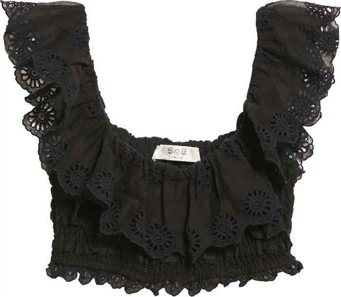 Blaine Eyelet Ruffle Crop Top | Nordstrom