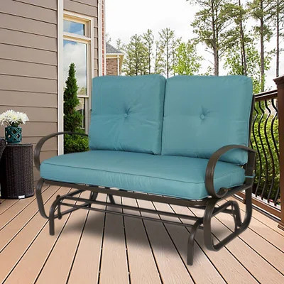 Cozy Patio Glider Bench - Outdoor Rocking Loveseat with Sturdy Frame and Cushion Seats | Wayfair North America