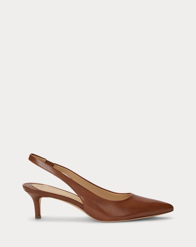 Lolah Burnished Leather Slingback Pump for Women | Ralph Lauren® UK | Ralph Lauren (UK)