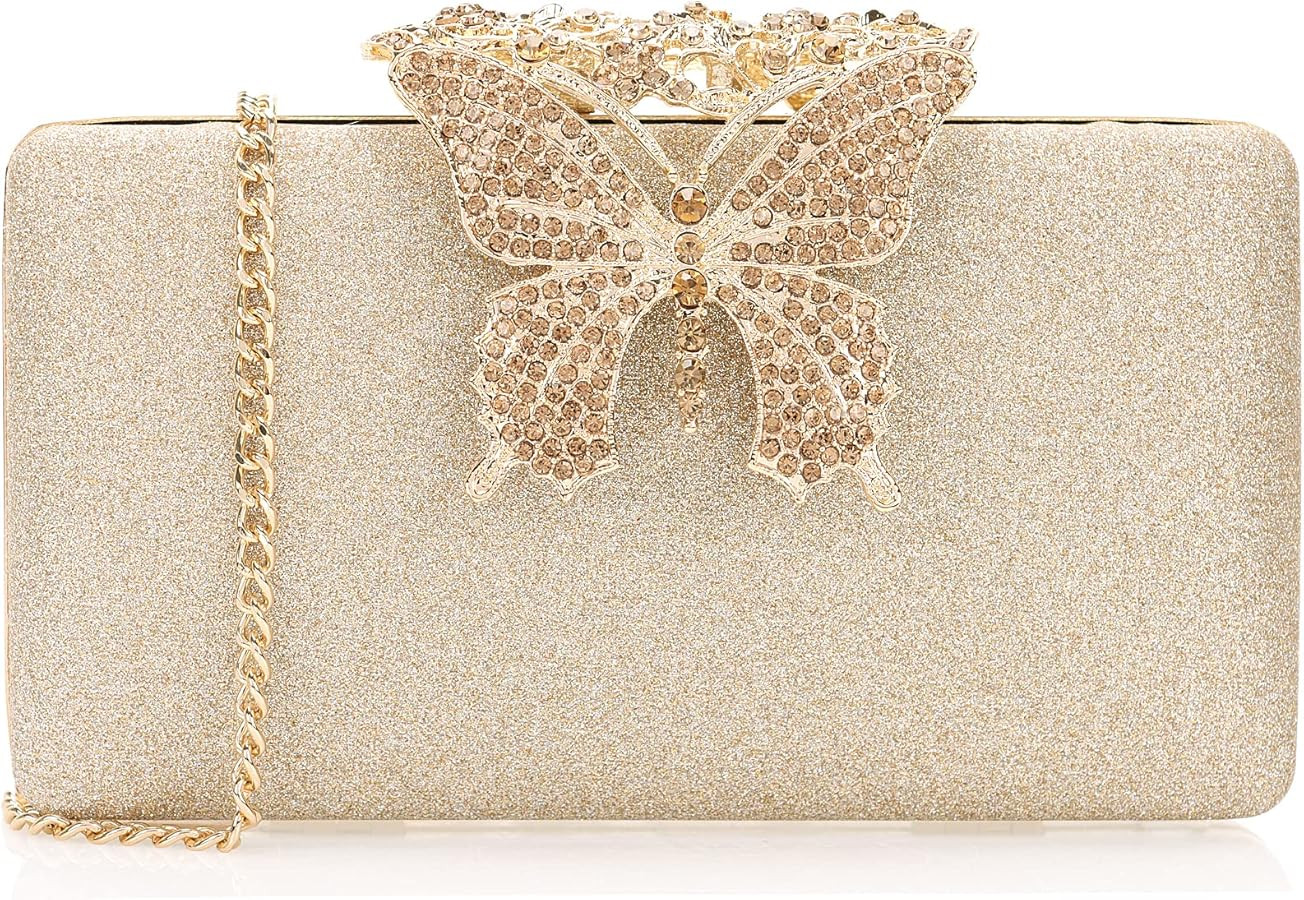 Dexmay Rhinestone Clutch Bag with Crystal Butterfly Clasp Women Evening Handbag Formal Party Purs... | Amazon (US)