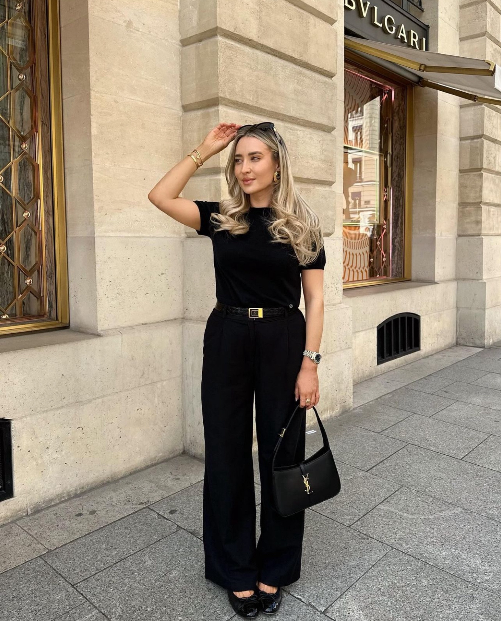 Black Chic Spring Outfit in Paris 🖤

Lilysilk black cashmere short sleeve sweater, H&M tapered tailored linen black trousers, YSL black crocodile belt, Chanel black ballet pumps, YSL hobo black bag, Celine black oval sunglasses

#LTKSeasonal #LTKeurope #LTKitbag