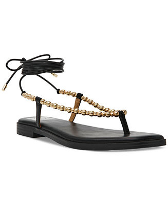 DV Dolce Vita Women's Mirielle Beaded Lace-Up Gladiator Flat Sandals - Macy's | Macy's