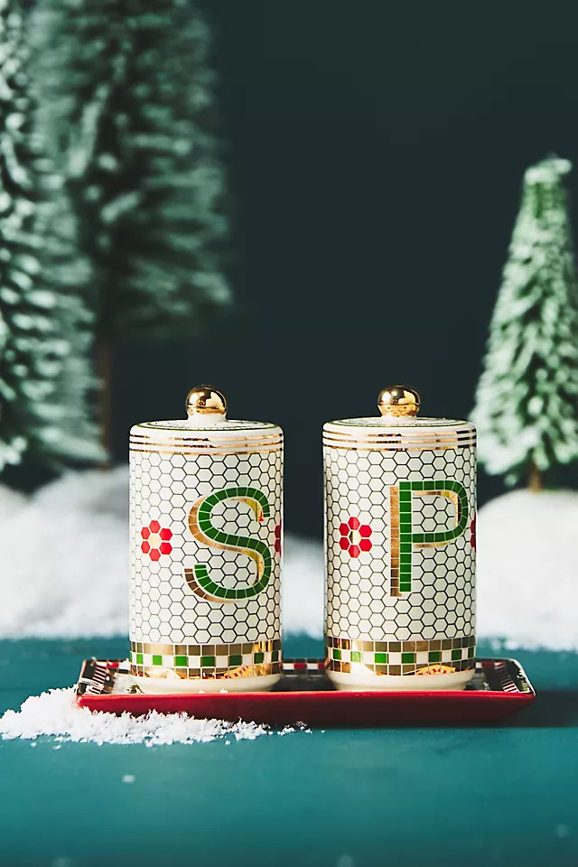 Festive Bistro Tile Salt & Pepper Shakers | Anthropologie (US)