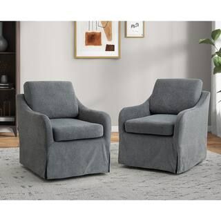 JAYDEN CREATION Albert Charcoal Swivel Chair with a Swivel Base (Set of 2) CHM0625-CHA-S2 - The H... | The Home Depot