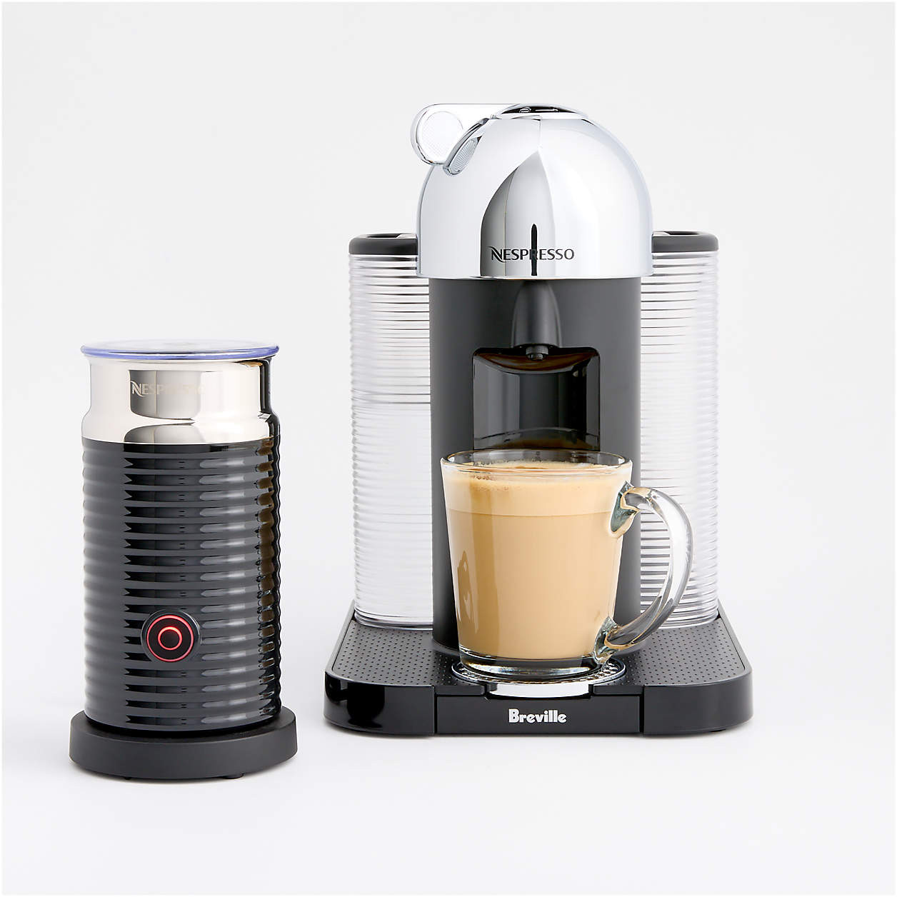 Nespresso by Breville VertuoLine Chrome Coffee and Espresso Machine Maker + Reviews | Crate & Bar... | Crate & Barrel
