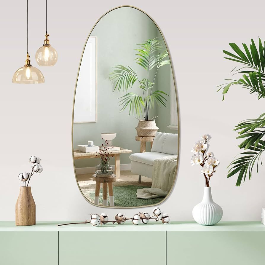 DAOYIJIAJU Irregular Mirror, Asymmetrical Oval Mirror, Unique Wall Mirror, Vanity Wall Mirror for... | Amazon (US)