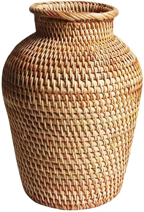 DOITOOL Rattan Vase,8.2 '' Tall Wicker Vase,Country Rustic Handmade Woven,Decorative s for Boho D... | Amazon (US)