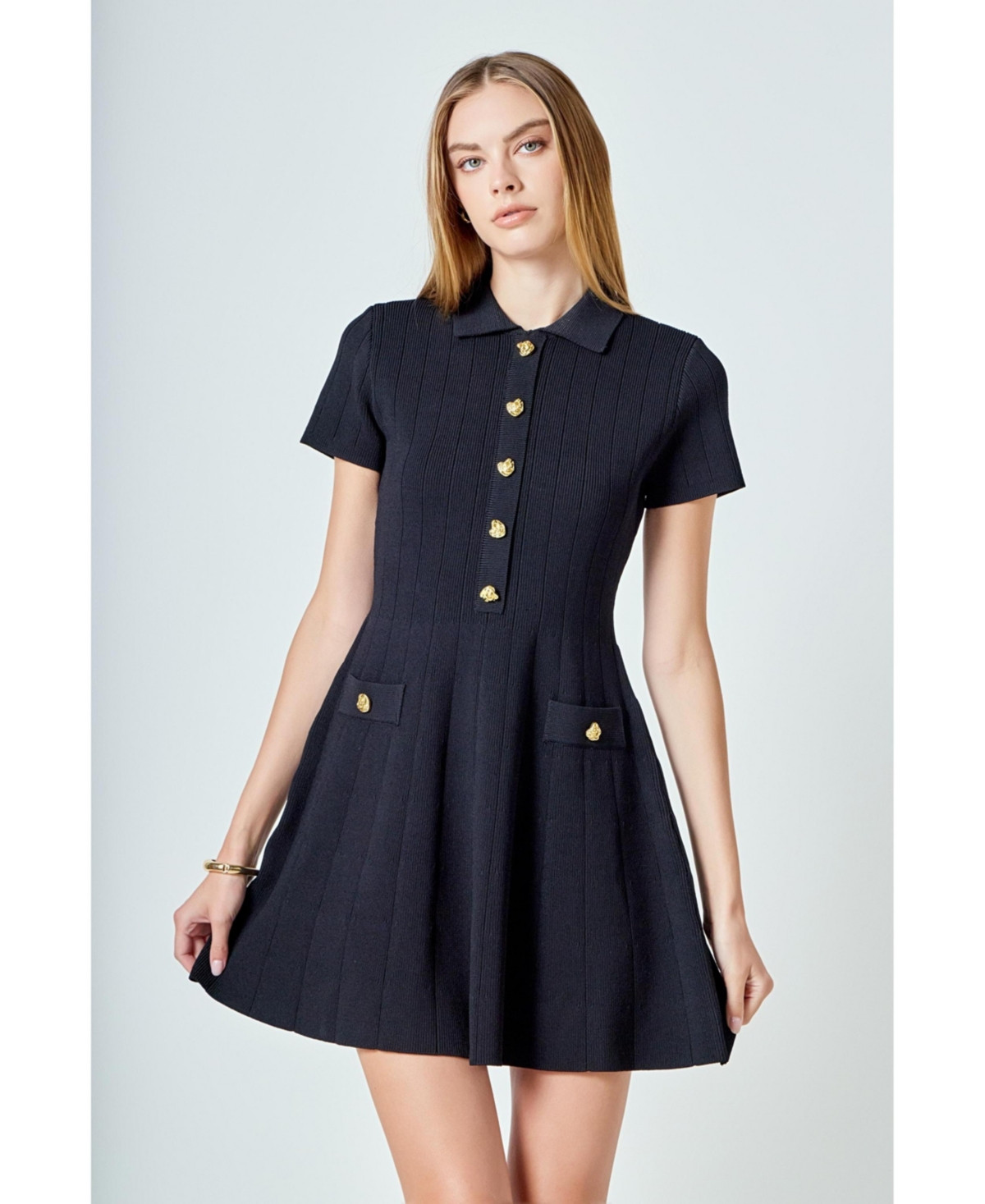 endless rose Women's Jewel Buttoned Knit Mini Dress - Black | Macy's
