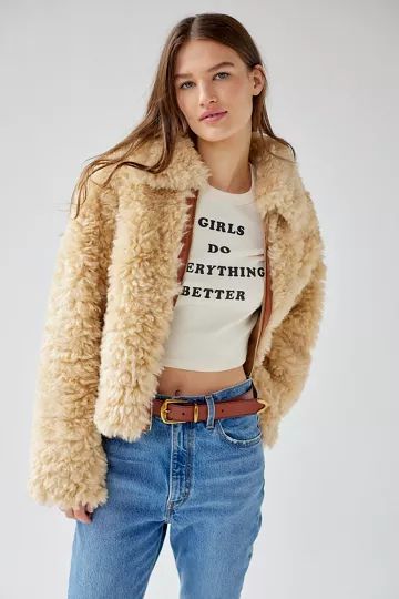 UO Zoe Collared Sherpa Jacket | Urban Outfitters (US and RoW)