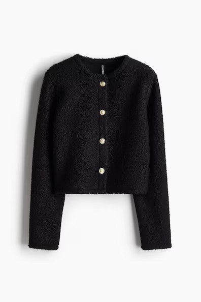 H & M - Bouclé-Weave Cardigan - Black | H&M (US + CA)