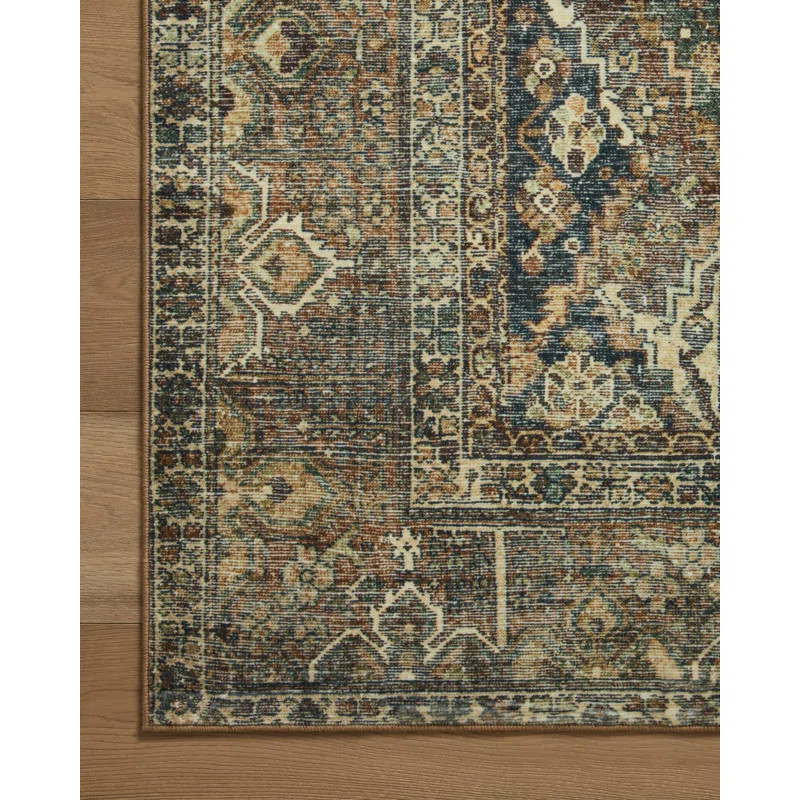 Magnolia Home By Joanna Gaines X Loloi Banks Machine Washable Spice / Blue Area Rug | Wayfair North America