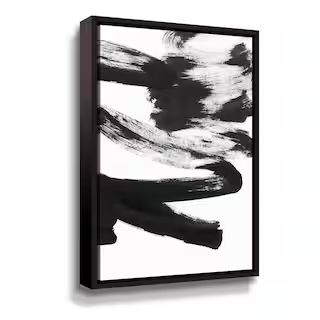 'Black & white strokes 5' by Iris Lehnhardt Framed Canvas Wall Art | The Home Depot