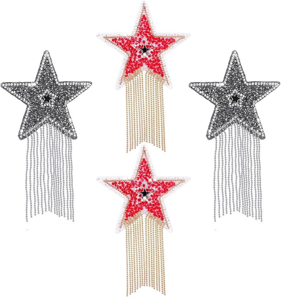 Iron on Patches DIY Rhinestone Star Applique Repair Patch for Clothes Dress Pants Jeans Hats Bags... | Amazon (US)