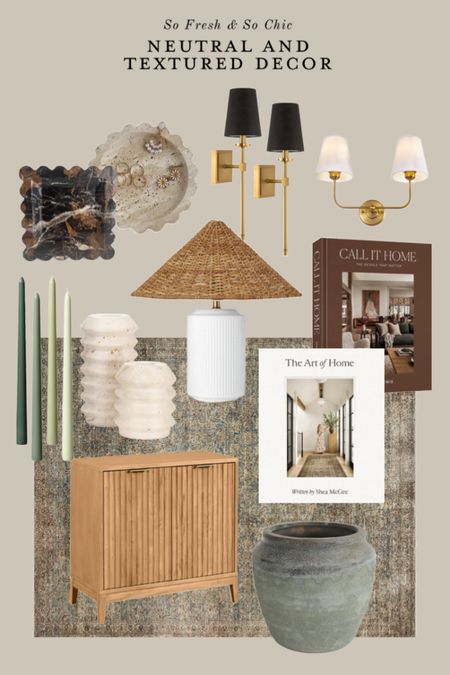 Neutral and textured affordable home decor finds! 
-
Marble textured candle holders - Fall taper candles brown - Fall taper candles green - dripless taper candles - textured two door cabinet wood - Morgan sea sage rug Amber Lewis Loloi - CloudPile rug - the art of home Shea McGee book - Call it Home Amber Lewis
Coffee table book - textured rattan large oversized lamp shade - white textured ceramic table lamp - marble trinket dish scalloped edges - dark brown marble dish - beige marble dish - square marble dish - black and brass wall sconce - white and brass double wall sconce - large textured grey planter pot - target - Afloral - Amazon home - Nathan James cabinet - living room decor - transitional decor - shelf styling - entryway console decor - neutral living room decor


#LTKfindsunder100 #LTKhome #LTKfindsunder50