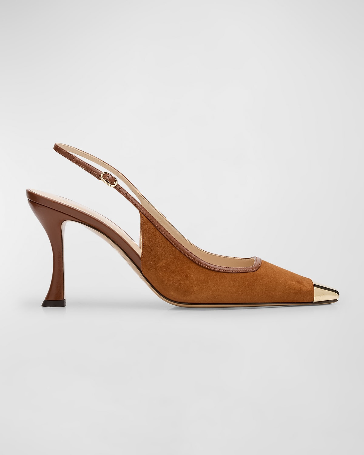 Olivia Suede Cap-Toe Slingback Pumps | Neiman Marcus