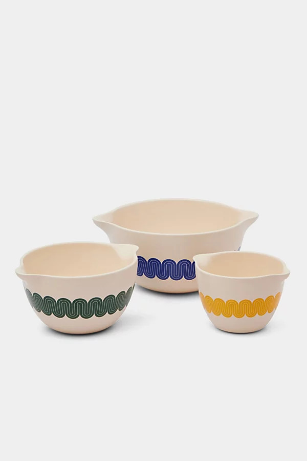 Great Jones Stir Crazy 3-piece Nested Ceramic Mixing Bowl Set in Classic at Urban Outfitters | Urban Outfitters (US and RoW)