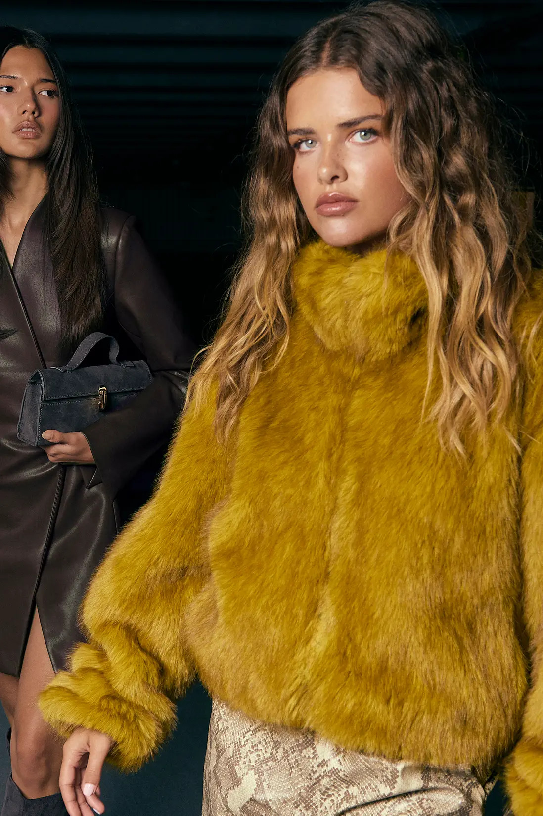 Vintage Look Faux Fur Funnel Neck Jacket | boohoo (US & Canada)
