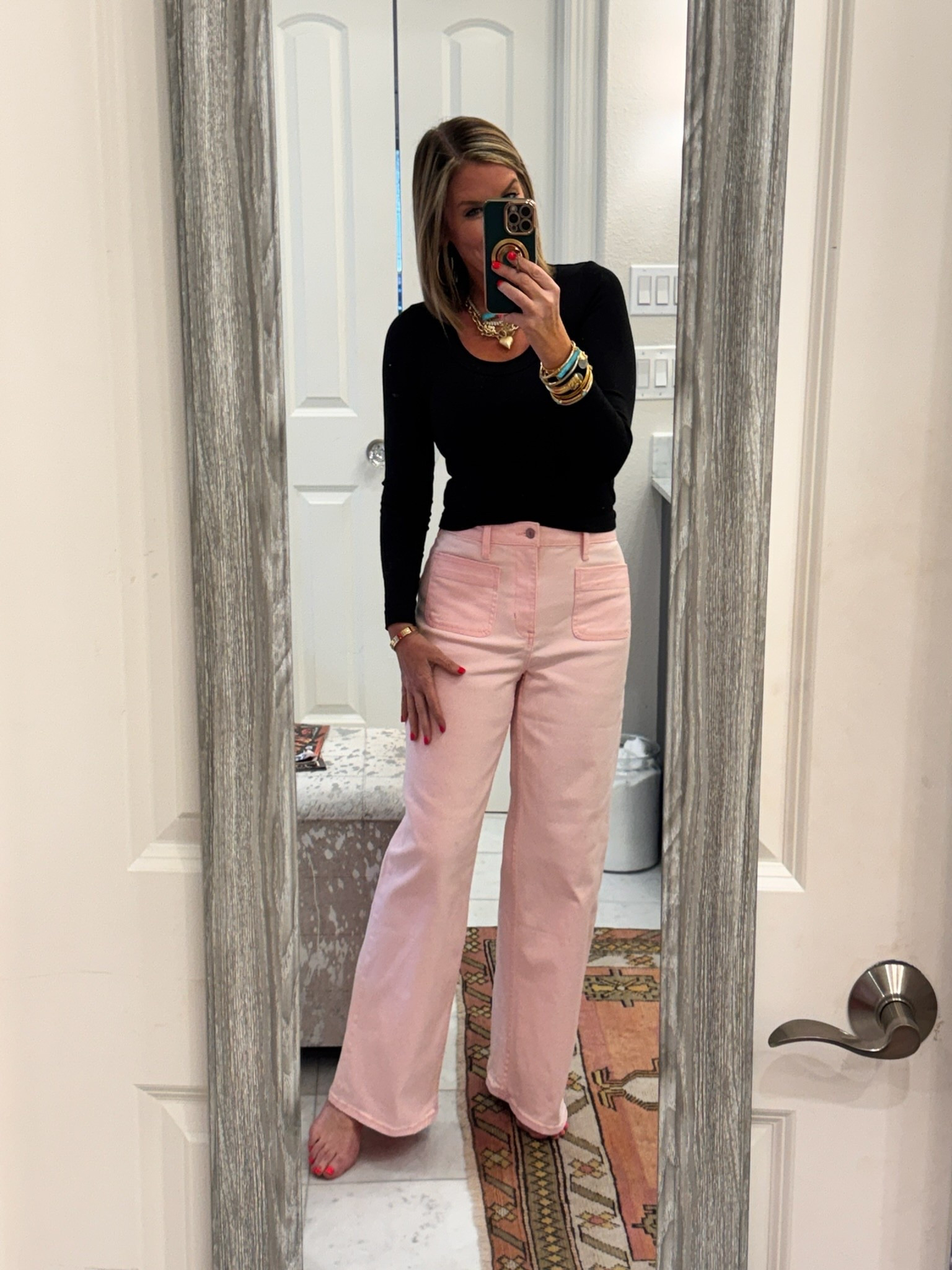 How cute are these pink jeans?! 

#LTKOver40 #LTKmomlife