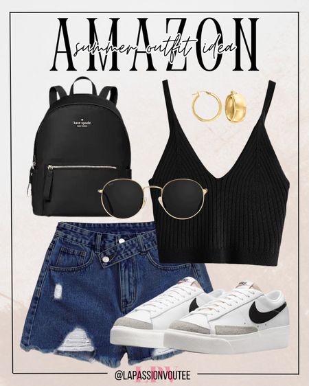 Rock the summer scene in style with our Amazon must-haves: a cute crop cami tank, denim shorts for that laid-back look, hoop earrings, sleek sunglasses, a chic backpack, and comfy sneakers. Effortless cool vibes!

#LTKfindsunder50 #LTKstyletip #LTKSeasonal