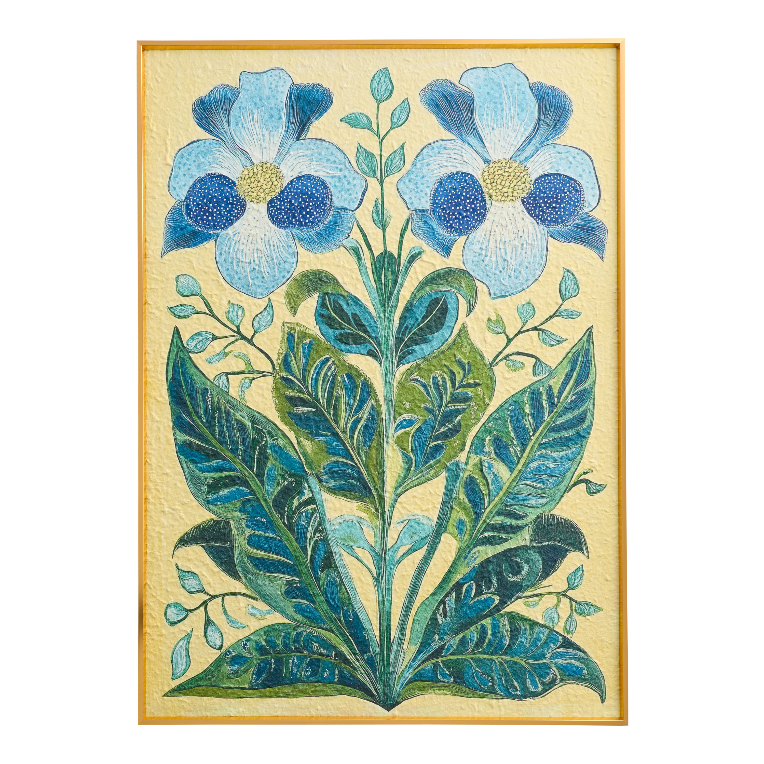 Blue Scandinavian Florals Framed Wall Art | World Market