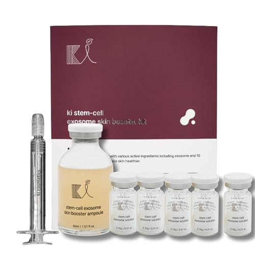 Stem-Cell Exosome Skin Booster Kit Booster Ampoule| Exosome, PDRN, Peptide, Collagen | Rejuvenation, Hydration, Anti-Aging | Korean Skincare 30ml (Solutions 0.01 oz x 5 Vials/Ampoule 1.01 fl.oz) | Amazon (US)
