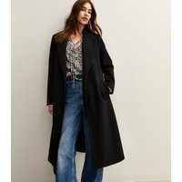 Women's Black Unlined Longline Belted Coat New Look | New Look (UK)