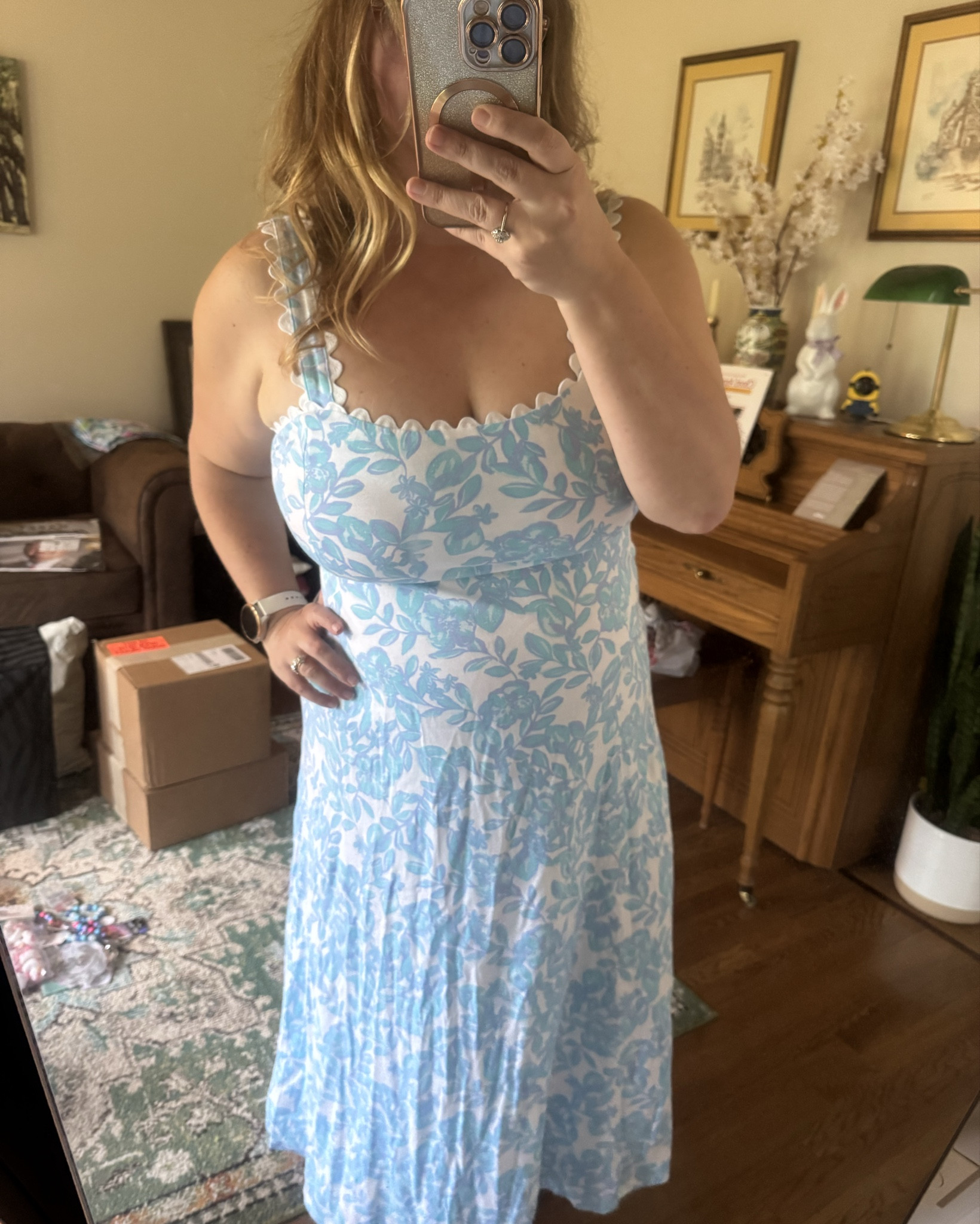 Ok.. The Dwyer dress from @lillypulitzer arrived to my house today after I’ve been around the states and back again traveling. 
I was VERY excited for this namesake dress, but, I think I have a lackluster reaction. The fabric is see through. and it seems very cheap (almost like something I would just toss on to go to the pool).
It has built in cups but the straps don’t stay up on the sides. it’s like they’re too long. The fabric also really hugs your body all over despite where I can see they attempted to make it flowy just at the bottom. It also has a stretch back to accommodate for a larger chest but, most people with a larger chest aren’t going to just have cups built into a dress and be ok, they’re going to have to have something they can wear a bra with. 
I think they meant well with this design but it ultimately I think is a flop. Which really really saddens me. #livinglargeinilly #dwyer #lillypulitzer #midi #spring #newlilly #lillytryon #lillyhaul 

#LTKMidsize #LTKStyleTip #LTKPlusSize