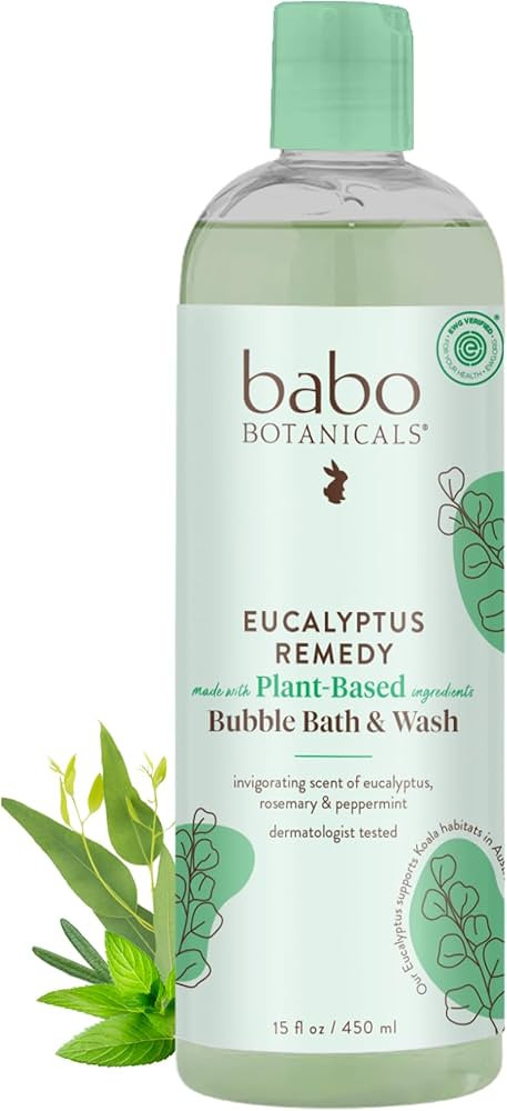 Babo Botanicals Eucalyptus Remedy 2-in-1 Bubble Bath & Wash - Invigorating Eucalyptus, Rosemary &... | Amazon (US)