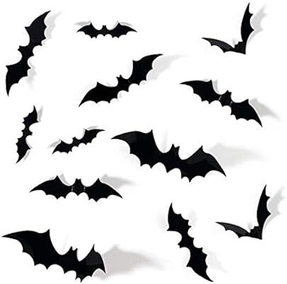 72pcs DIY Halloween Party Supplies PVC 3D Decorative Scary Bats Wall Decal Wall Sticker, Hallowee... | Amazon (US)