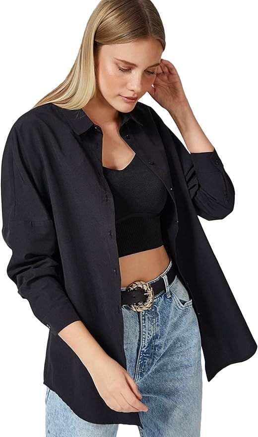 BIG DART Oversized Button Down Shirts for Women, Dressy Casual Long Sleeve Blouses Summer Tops Tu... | Amazon (US)