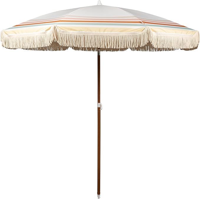 Summerland 6.5 Feet Beach Umbrella with Fringe - Patio Umbrella - Outdoor Umbrella - UV50+ Sun Pr... | Amazon (US)
