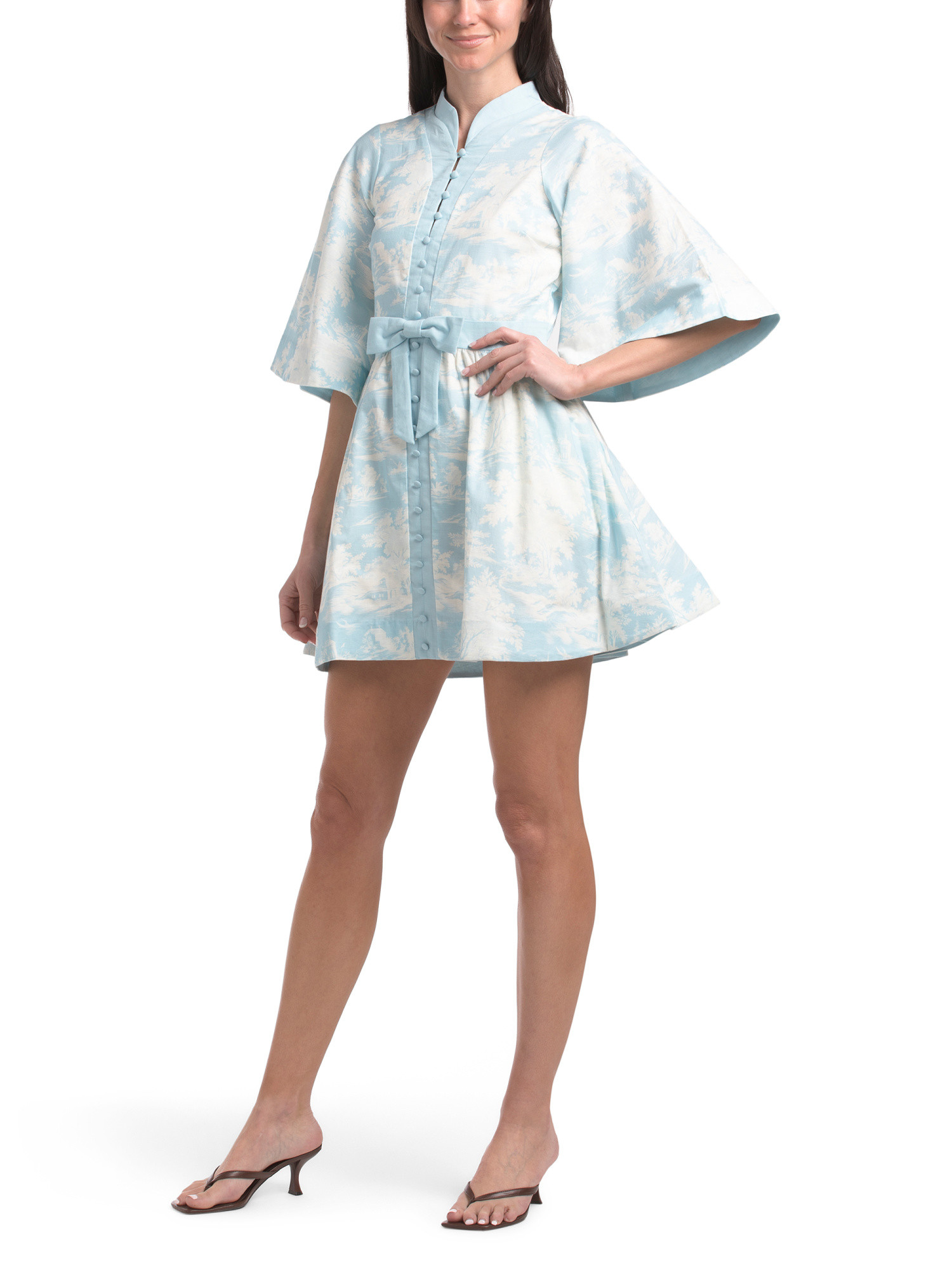 Linen Blend Three-quarter Sleeve Floral Mini Dress | TJ Maxx