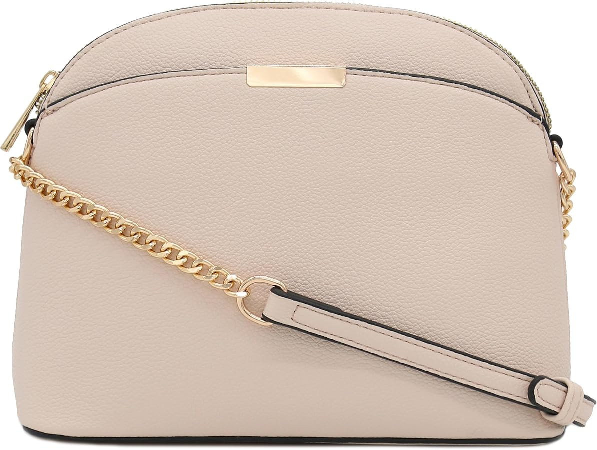 FashionPuzzle Faux Leather Small Dome Crossbody Bag with Chain Strap | Amazon (US)