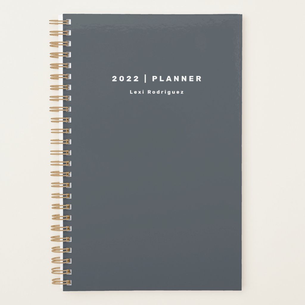 2022 Titanium Grey Weekly Monthly Planner | Zazzle