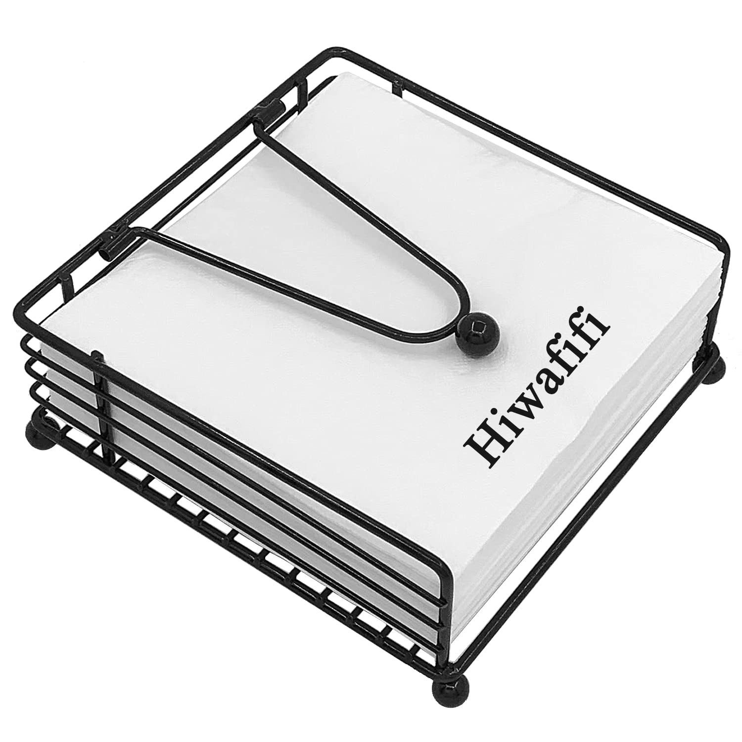 hiwafifi Napkin Holder for Table, Flat Napkin Dispenser with Weighted Arm, Square Cocktail Paper ... | Amazon (US)