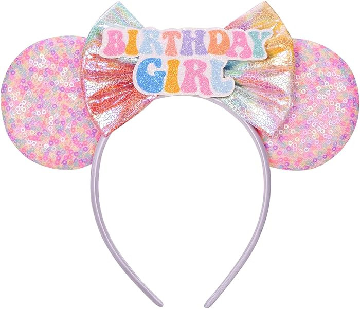 Sequin Minnie Ears Headband, Pink Birthday Party Decorations, Birthday Girl Hairband Shirt Access... | Amazon (US)
