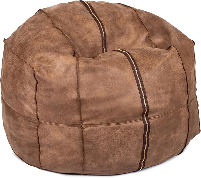 Big Joe Fuf 4Ft Foam Bean Bag Chair with Removable Cover for Kids, Teens, Coffee Soft Vegan Leath... | Amazon (US)