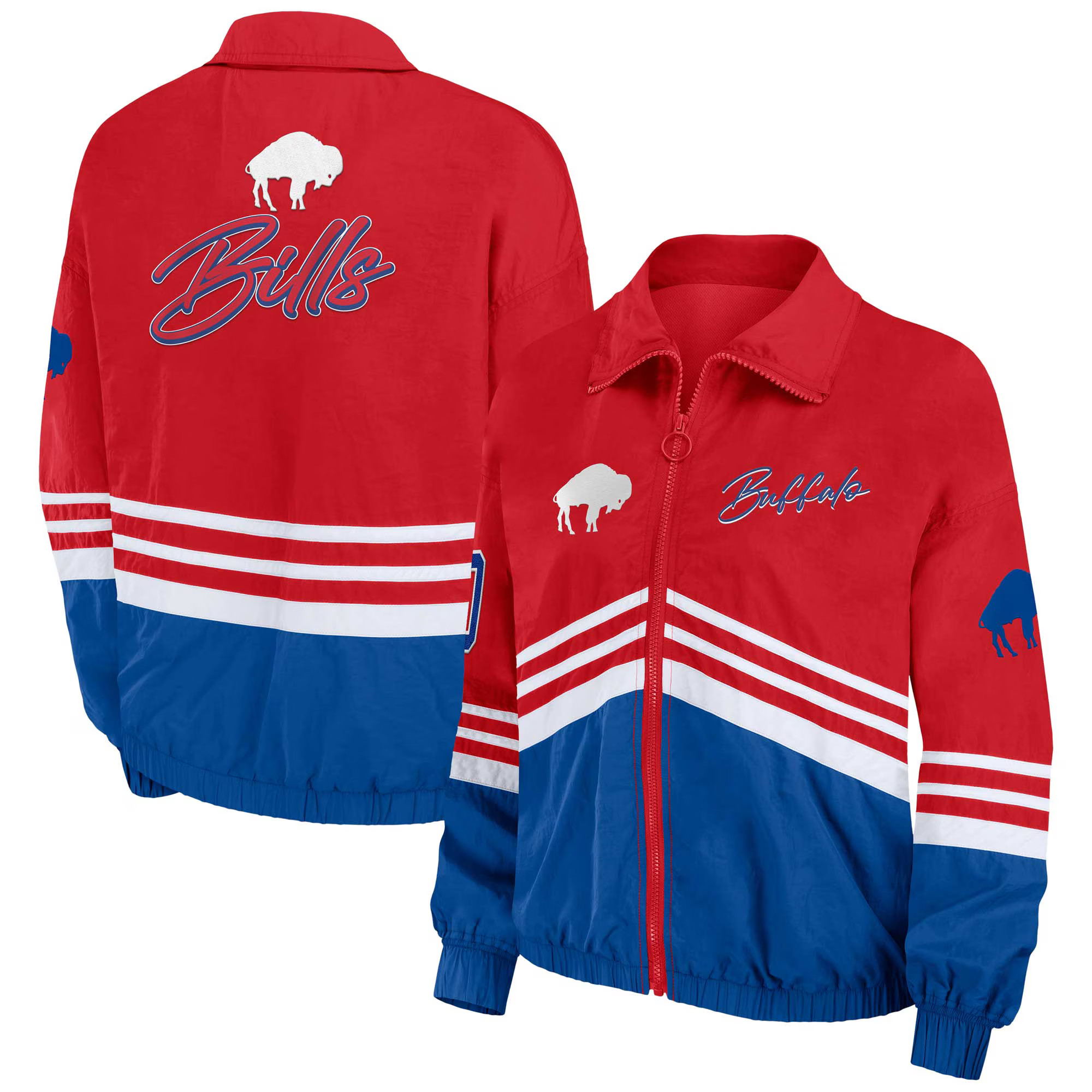 Women's Buffalo Bills WEAR by Erin Andrews Red Vintage Throwback Windbreaker Full-Zip Jacket | NFL Shop